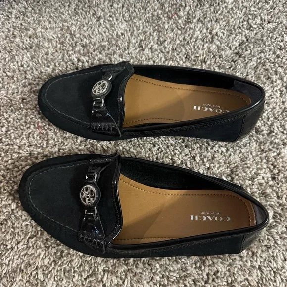 Coach Women's Black Loafers with Silver Accent Size 7 - Picture 2 of 15